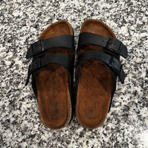 Birkenstock Arizona Black Birko-Flor Sandals with Buckles